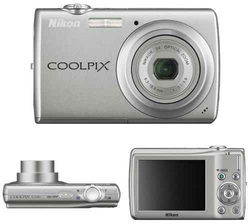 Nikon Coolpix S225 Digital Camera 10 Megapixel 3x Optical Zoom 6.3 cm 2.5-Inch Display Silver (Renewed)