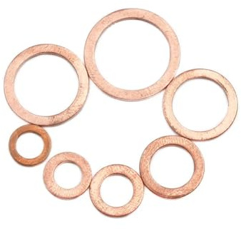 Sealing gasket 100Pcs Copper Washer Gasket Nut And Bolt Set Flat Ring Seal Assortment Kit With Box M4/M5/M6/M8/M10/M12/M14 For Sump Plugs Sealing gasket