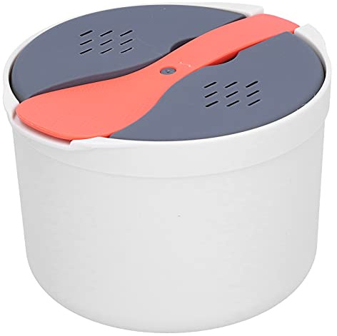 OVAQUIXI Olla Arrocera para Horno Microondas, Vaporera de Arroz de 2 Capas, Olla de Resistente a Altas Temperaturas para Suministros de Cocina, Naranja, Rojo + Gris + Blanco