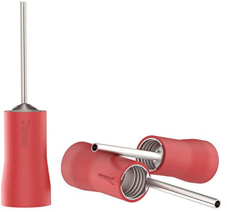 AUPROTEC 50x Stiftkabelschuhe 0,5-1,5 mm² rot Stiftlänge 18 mm Teilisolierte PVC PTV männliche Kabelschuhe aus Kupfer verzinnt Kabel-Verbinder Stift-Form