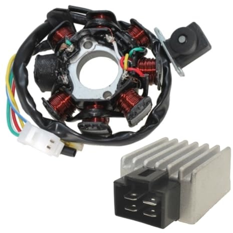 Lichtmaschine und Spannungsregler für 4-Takt GY6, QMA, QMB Motoren Baotian, Rex