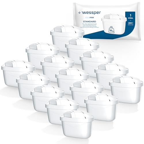 Wessper Vattenfilterpatroner kompatibla med BRITA vattenfilter Maxtra, AmazonBasics, 15-pack