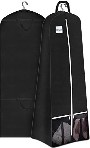 SLEEPING LAMB Borsa Porta Abiti da Sposa da 183 cm, con Tasca a Soffietto, per Scarpe, da Viaggio, per Balli, Abiti da Sera, Colore Nero