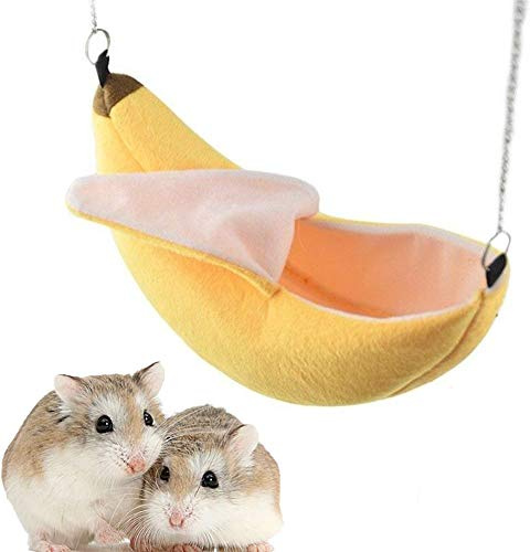 ISMARTEN Hamac pour hamster, banane, lit doux, petit animal domestique, hamster, maison à suspendre pour cochon d'Inde, rat, chinchilla, hérisson, rat, petit oiseau