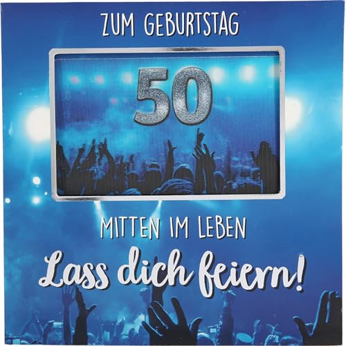 Depesche 11130-006 3D Klapp-Karte mit Musik und Licht, Glückwunsch-Karte zum 50. Geburtstag, ca. 15,5 x 15,5 cm groß, Geburtstags-Karte inkl. passendem Umschlag, innen und außen bedruckt