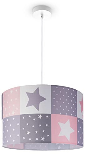 Paco Home Enfants Suspension Chambre Enfant Abat-Jour Tissu Rond Coloré Bébé E27 Arc-En-Ciel