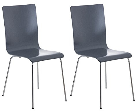 CLP 2er-Set Wartezimmerstuhl Pepe mit ergonomisch geformten Holzsitz und Metallgestell I 2X Konferenzstuhl I erhältlich, Farbe:grau
