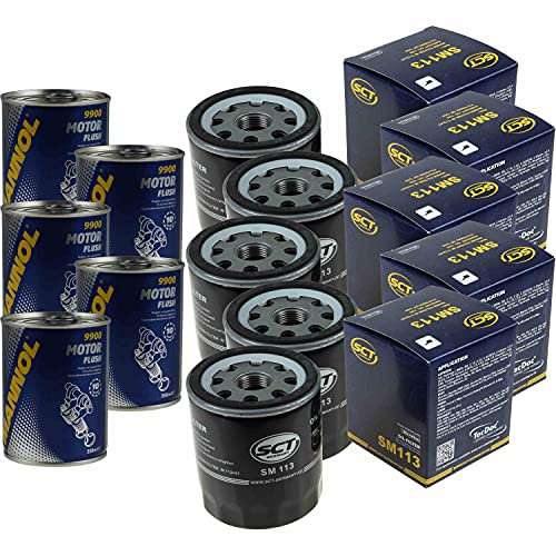 QR-Parts Set 85487173 9900 SM 113 5x Original SCT Ölfilter + Motor Flush Motorspülung