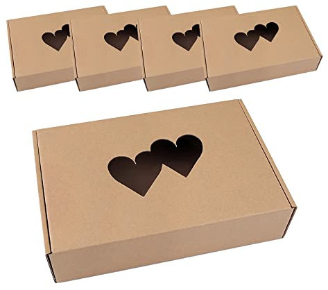 Geschenkschachtel 5er-Set Box Geschenkbox rechteckig Sichtfenster Herzform Farbwahl