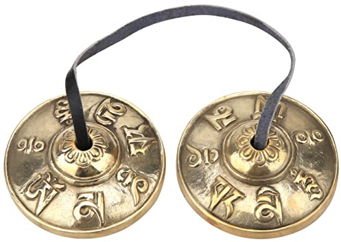 Platillos tibetanos Tingsha, campana de platillos de meditación de yoga tibetano, campanas de carillón de meditación de 6,5 cm, instrumento de percusión budista de campana de meditación tibetana (2#)