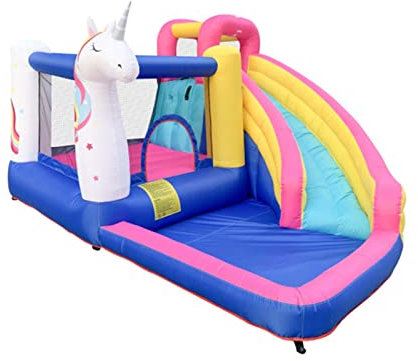 Decorsure Casa de Rebote, Castillo de Salto Inflable con soplador de Aire, Castillo Hinchable con tobogán, Castillo Hinchable para Patio Trasero para niños