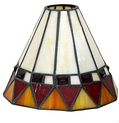 BOTOWI Tiffany Lamp Shade Replacement 7Inch Stained Glass Small Square Bead Lampshade 1-5/8-Inch Fitter Opening Only for Pendant Lamps Wall Light Ceiling Light Chandeliers Table Lamp