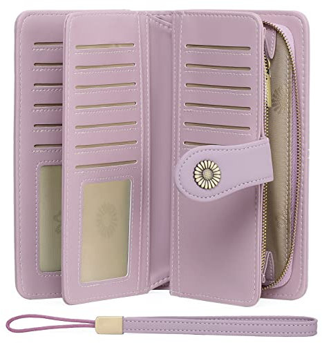 SENDEFN Geldbörse Damen Leder Portmonee Gross Frauen Clutch RFID Schutz Blocking große Kapazität Lang Geldbeutel mit 24 Kartenfächer und Portemonnaie Armband