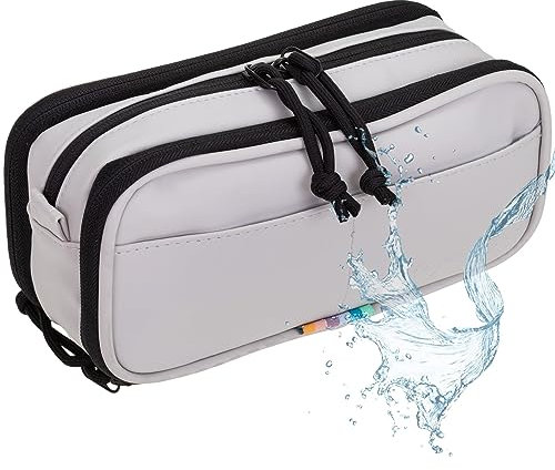 Elephant Mäppchen Federmäppchen Utensilo Aufbewahrungstasche klein Stiftetasche Kabeltasche wasserfest Organizer Büro Plane Hydro Pencil Case 12828 (Off White Hellbeige)