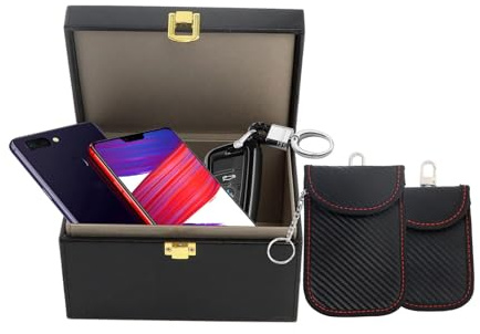 Faraday Box für Autoschlüssel und Faraday-Tasche, 2 Stück, Autoschlüssel-Signalblocker-Box, schlüsselloser Zugang, Signalblockierbox, RFID-Schlüsselbox, Schlüsselanhänger-Schutzbox für Telefon und