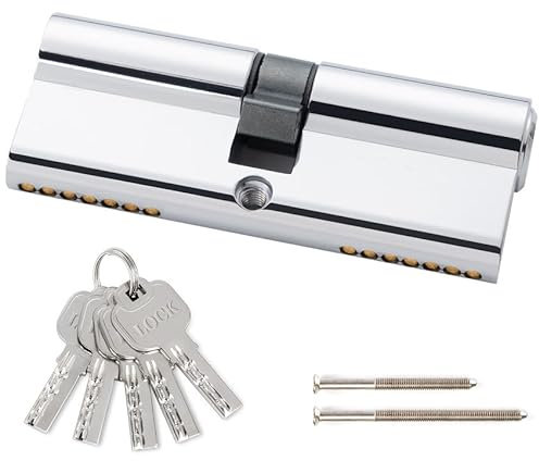 Hengsong Zylinderschloss 40/40,Schließzylinder 40/40,Profilzylinder für Haustür,Haustüren,Sicherheitsschloss Haustür,Gartentor Schloss,Haustürschloss,ca.8cmx1.68cmx3.28cm,Silber