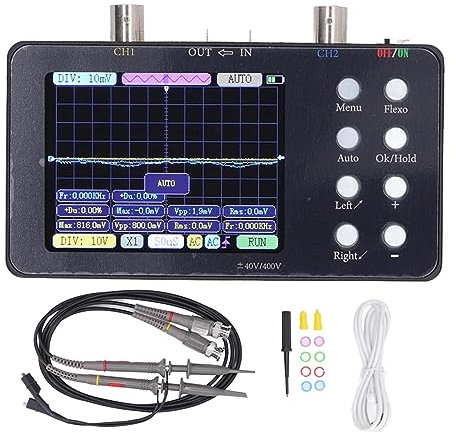 Fyearfly Oscilloscope Multimètre, Oscilloscope Numérique Portable Double Canal 3,2 Pouces, Oscilloscope Numérique Automobile avec Taux D'échantillonnage De 50 M