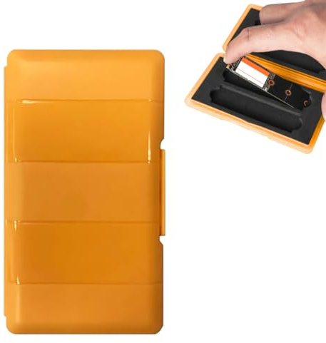 Funda protectora SSD portátil para unidad de estado sólido interna, portátil 4 ranuras SSD funda protectora caja para M.2, resistente al agua a prueba de golpes, naranja confitada, 124 x 70 x 16 mm
