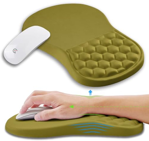 KUOSGM Tapis de souris ergonomique avec support de poignet en mousse à mémoire de forme, soulagement de la douleur du canal carpien, repose-poignet pour souris (30,5 x 20,3 cm, turquoise)