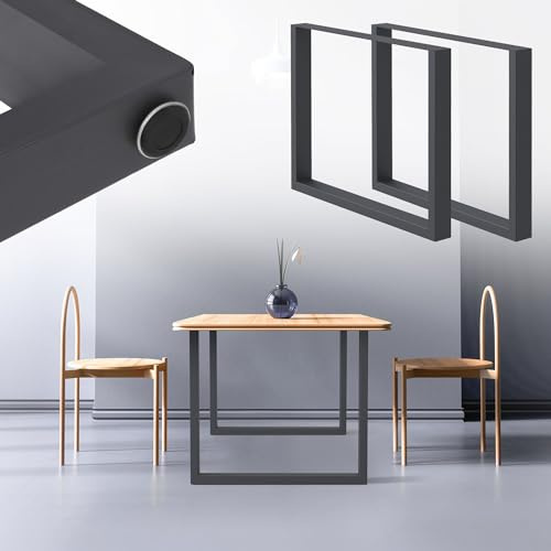 ML-Design 2er Set Tischbeine 80 x 72 cm, Anthrazit, pulverbeschichteter Stahl, Vierkantprofilen, Industriedesign, Metall Tischkufen Tischuntergestell Tischgestell Möbelfüße, für Esstisch, Schreibtisch