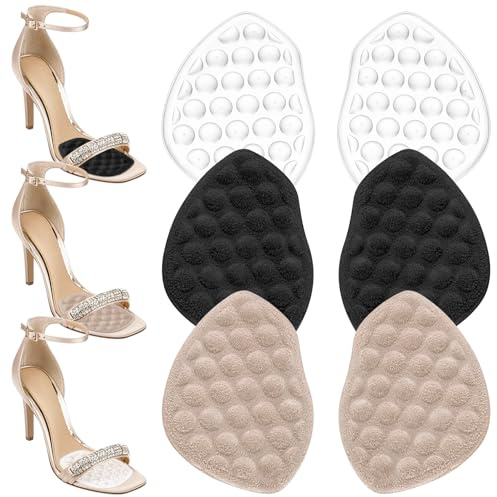 3 Paar Ballenpolster Vorfußpolster Damen, Vorfuß Gelpolster Vorderfuß | Fusspolster Pads, Gel Schuheinlagen, Wiederverwendbares Fußballenpolster Einlegesohlen für High Heels Schuhpads Fersenschutz
