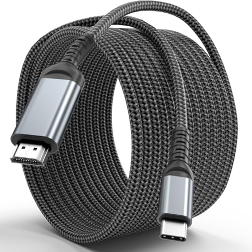 ALLEASA USB C to HDMI 15 Feet Cable 4K, Anti-Interference Gold-Plated Plugs, Aluminum Type-C to HDMI Cord, Thunderbolt 3 & 4 Compatible for MacBook, iMac, iPad Pro, Galaxy, Surface, Dell, HP