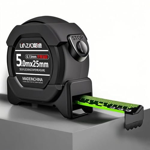 Metro A Nastro In Acciaio Fluorescente, Nastro di Misurazione Metrico Autobloccante, Resistente All'usura e Retrattile, Strumenti di Misurazione di Facile Lettura, 5M*25MM (nero)