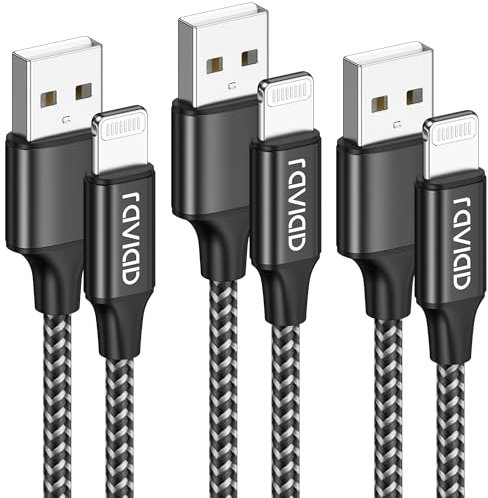 RAVIAD iPhone Ladekabel, Lightning Kabel [3Stück 2M] MFi Zertifiziert Ladekabel iPhone Schnellladekabel Phone Kabel für Phone 14 13 12 11 Pro Max Mini XR XS X 8 8 Plus 7 7 Plus 6s 6 5S 5 SE