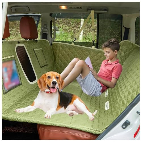 SJWJWOO Bache Voiture Chien avec Planche, Protection Latérale Et Fenêtre De Visualisation Housse Siege Voiture Chien pour Camion SUV de Voiture,Green