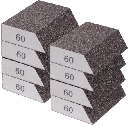 HARFINGTON 8pcs Sanding Sponge Blocks 120-180 Grit Sanding Sponge with Angled Edge 4x2.8x1, Washable and Reusable Foam Sanding Block for Polishing Kitchen Metal Wood Drywall Home