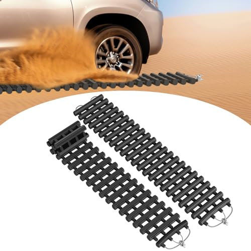 Aufun 2 unidades de ayuda para el arranque del coche, 100 x 21 cm, placas de arena todoterreno, ayuda de tracción para arena, nieve, hielo, barro, tracción, alfombrilla de tracción con bolsa para