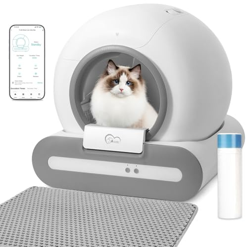 DOEL 2026 Upgrade Self Cleaning Cat Litter Tray Automatic Box | 65L Large Capacity, Multiple Protections, APP Monitor Smart Cat Litter Box for Multiple Cats with Mat & 1 Roll Trash Bag