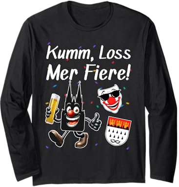 Kösch Kölle Alaaf Konfetti Karneval Fasching Kölner Dom Langarmshirt