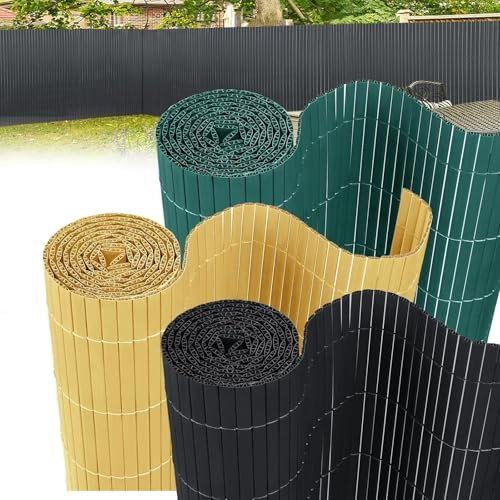 FIVMEN PVC Sichtschutzmatte 80x400cm Balkon Sichtschutz Zaun mit Kabelbindern Sichtschutzzaun Balkonsichtschutz Windschutz Wasserdicht ohne Bohren für Garten Terrasse, Anthrazit