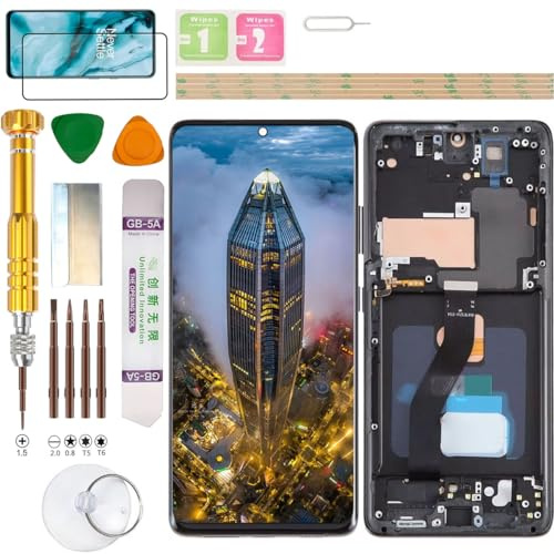 Gadget Troops (keine Fingerabdrücke) LCD-Display-Montage für Samsung Galaxy S21 Ultra 5G SM-G998B/DS, G998B, G998U, G998U1, G998W, G998N, G9980 Bildschirm-Ersatz-Kit (Schwarz)