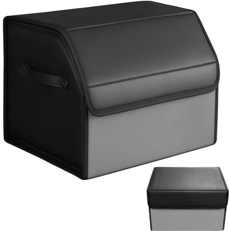 Chingcoo Auto Kofferraum Organizer,38×32×29 cm Auto Tasche Kofferraum mit Deckel, Zusammenklappbarer Kofferraumtasche mit Magnetschnalle, Aufbewahrungsbox mit Griffen