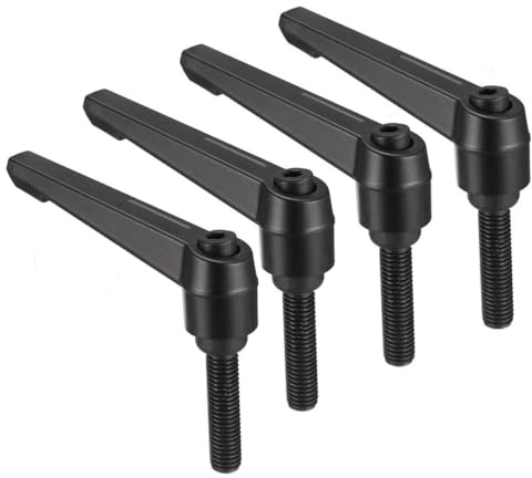 TA-VIGOR Verstellbare Klemmhebelgriffe, M10 x 40 mm, Verriegelung, Schnellspanner, Druckknopf, Ratschenschrauben, Aluminiumlegierung, Außengewinde, Bolzen für Maschinen und Geräte, 4 Stück