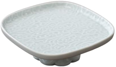 Élégant bol à fruits chinois carré en céramique avec pied haut – Plateau à thé polyvalent et assiette décorative pour bureau à domicile et présentation de fruits – Accessoire de cuisine idéal