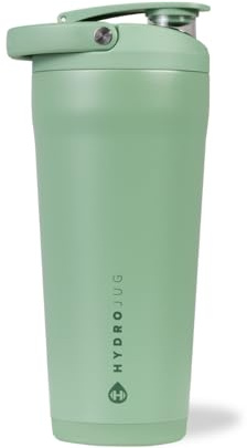HydroJug 24 oz New Stainless Steel Shaker – Insulated, Leakproof, BPA-Free with Silent Mixing Grate – No Clumps, No Noise – Premium Shaker for Fitness, Sports & Everyday Use, Sage