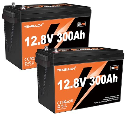 2 Stück 12V 300Ah LiFePO4 Batterie 200A BMS 3840Wh | bis zu 15000+ Deep Cycle Lithium Eisen Phosphat Perfekt für RV Camping Marine Solarenergie Speicherung Backup Power