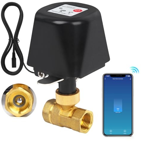 Creechwa Smart Motorized Ball Valve, App Remote Control | Shut-down Valve with 4 Timer, App Alert, Multi-User Control, Alexa/Google Home Compatible, Brass, 1/2 Inch, DN15