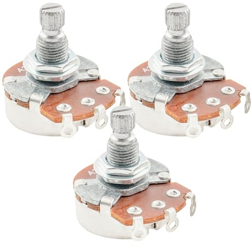 Alpha A250K Poti Metrisch Standard Split Shaft 9,5mm 3er Set | Logarithmisch Potentiometer, für ST Tele PB JB Style E-Gitarre und Bass