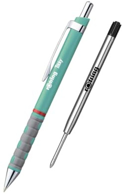 rOtring Tikky III Kugelschreiber - Türkisfarbener Schaft mit blauer Tinte + schwarzer mittlerer Mine (0,7 mm) - ergonomischer Griff - glattes Schreiben für Schule, Büro & Alltag