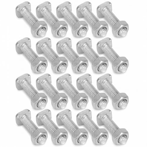 20 set aluminiummuttrar bultar set för växthus, 22 mm långt växthus fyrkantigt huvud M6 x 22 bultar och M6 mutter