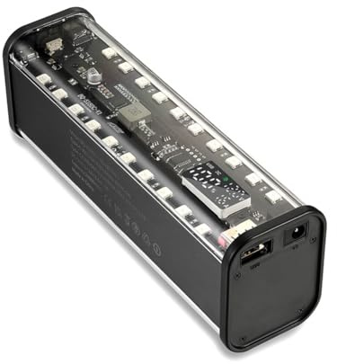 OVNSHVN Cassetta batteria fai da te 8 slot 18650 alloggiamento power bank 22,5 W ricarica rapida display digitale USB tipo C DC5.5 x 2.1 uscita nero