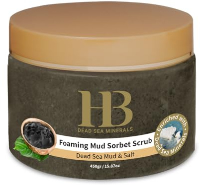 Exfoliante Corporal Espumoso de Barro del Mar Muerto 450 g - Scrub Corporal con Sales del Mar Muerto, Aceites de Almendra, Coco, Argán, Jojoba y Aguacate - Piel Suave y Lisa