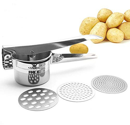 Potato Ricer Fruit and Vegetable Masher with 3 Interchangeable Discs Stainless Steel Soft Touch Handles,Easy to Use and Clean