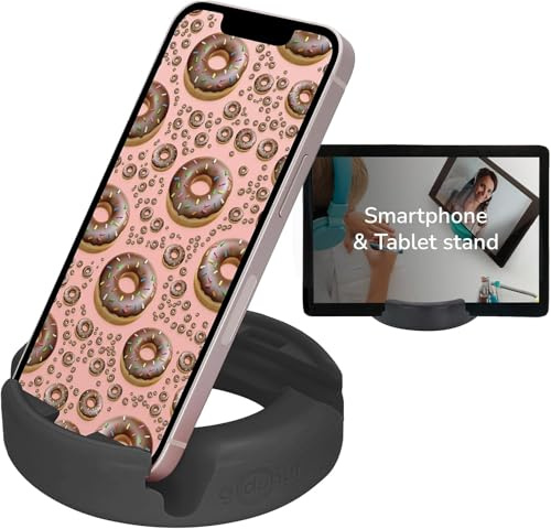 GoDonut - Telefonständer für den Schreibtisch - Handyhalter kompatibel mit Mobiltelefonen, Tablets, elektronischen Lesegeräten - Mehreckig - Schwarz Original