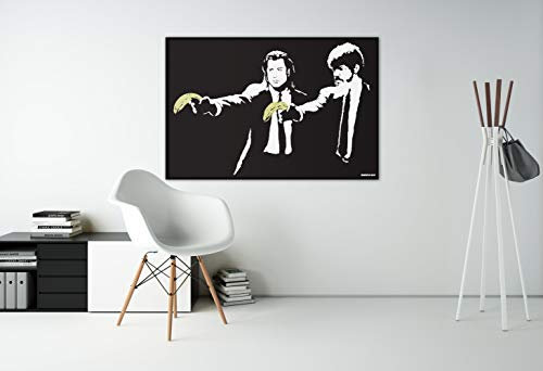 Cartel de Cine de ficción Banksy Pulp Fiction Movie Art - Retro Vintage Film Decor Samuel L Jackson Print - Tarantino Home Room Wall Black Gift
