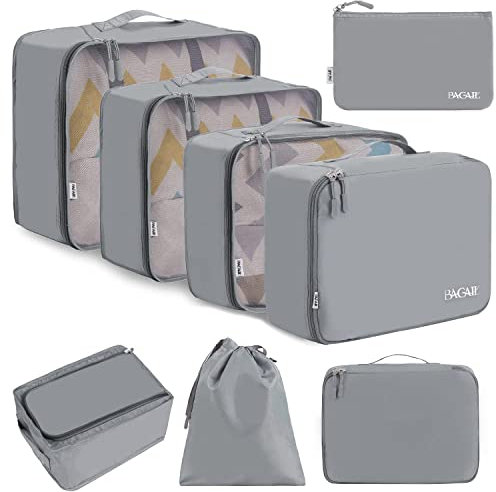 BAGAIL 8 Teilige Packwürfel, Kleidertaschen, Packing Cubes, Verpackungswürfel, Packtaschen Set für Urlaub und Reisen, Kofferorganizer Reise Würfel, Ordnungssystem für Koffer